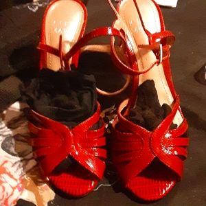 Alex Marie red snakeskin pumps